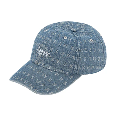 Supreme Jacquard Logos Denim 6-Panel Blue