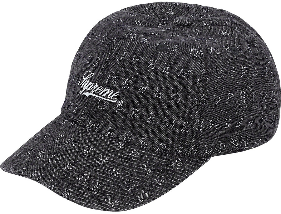 supreme-jacquard-logos-denim-6-panel-black