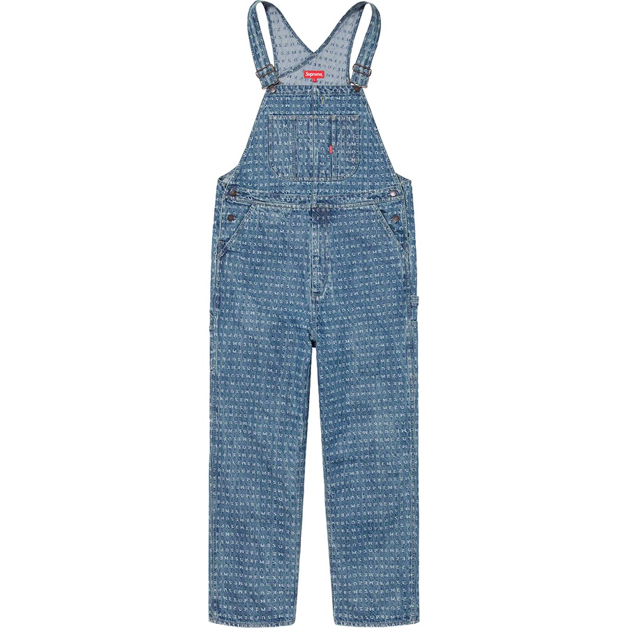 Supreme Jacquard Logos Denim Overalls Blue