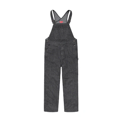 Supreme Jacquard Logos Denim Overalls Black