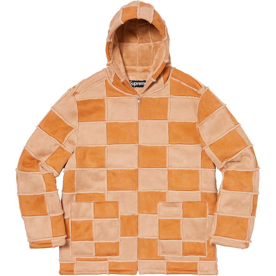 Supreme Faux Suede Patchwork Hooded Jacket Tan