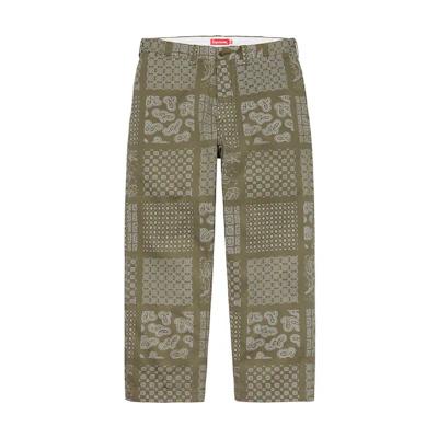 Supreme Paisley Grid Chino Pant Olive