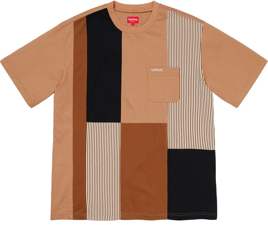 supreme-patchwork-pocket-tee-light-brown