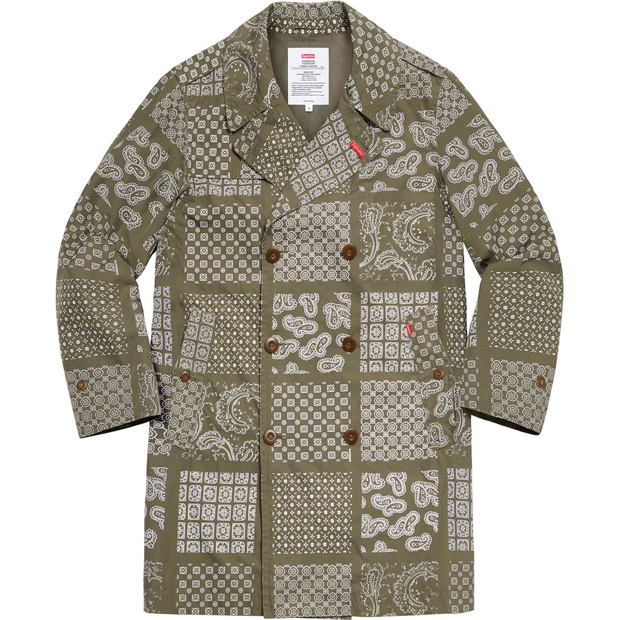 Supreme Military Trench Coat Olive Paisley