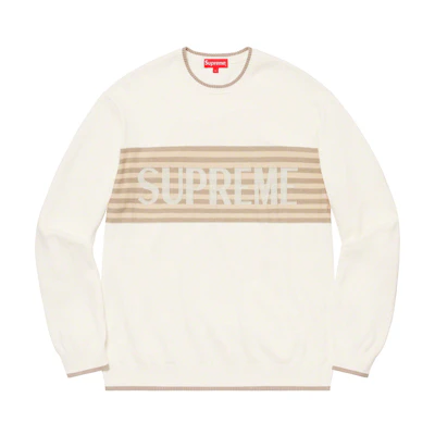 Supreme Chest Stripe Sweater Ivory