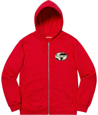 Supreme World Famous Zip Up Hooded Sweatshirt (SS20) Merah Order Supreme World Famous Zip Up Hooded Sweatshirt (SS20) Merah