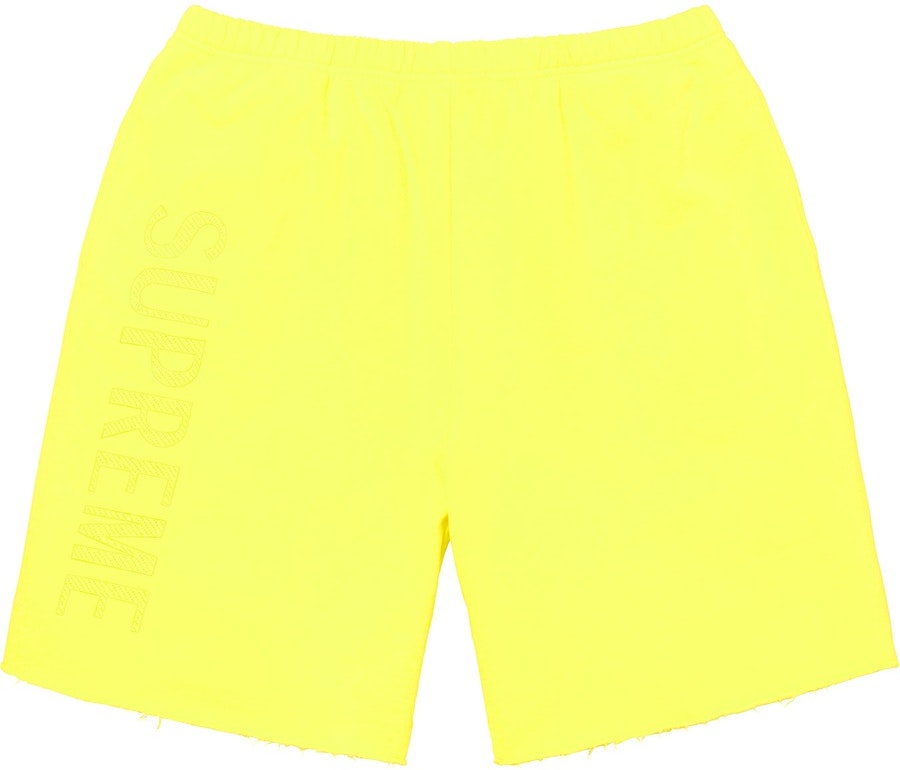 supreme-overdyed-sweatshort-bright-yellow