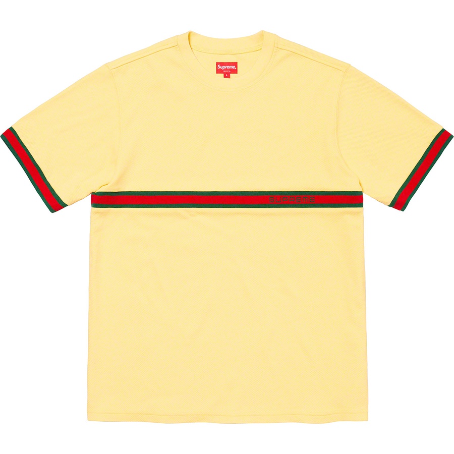 Buy Supreme SS20淡黄色条纹针织短袖上衣