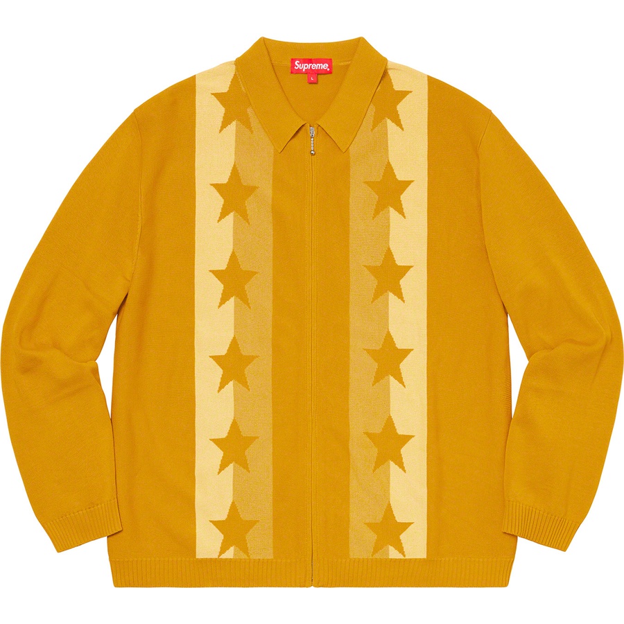Supreme Stars Zip Up Sweater Polo Gold - Novelship