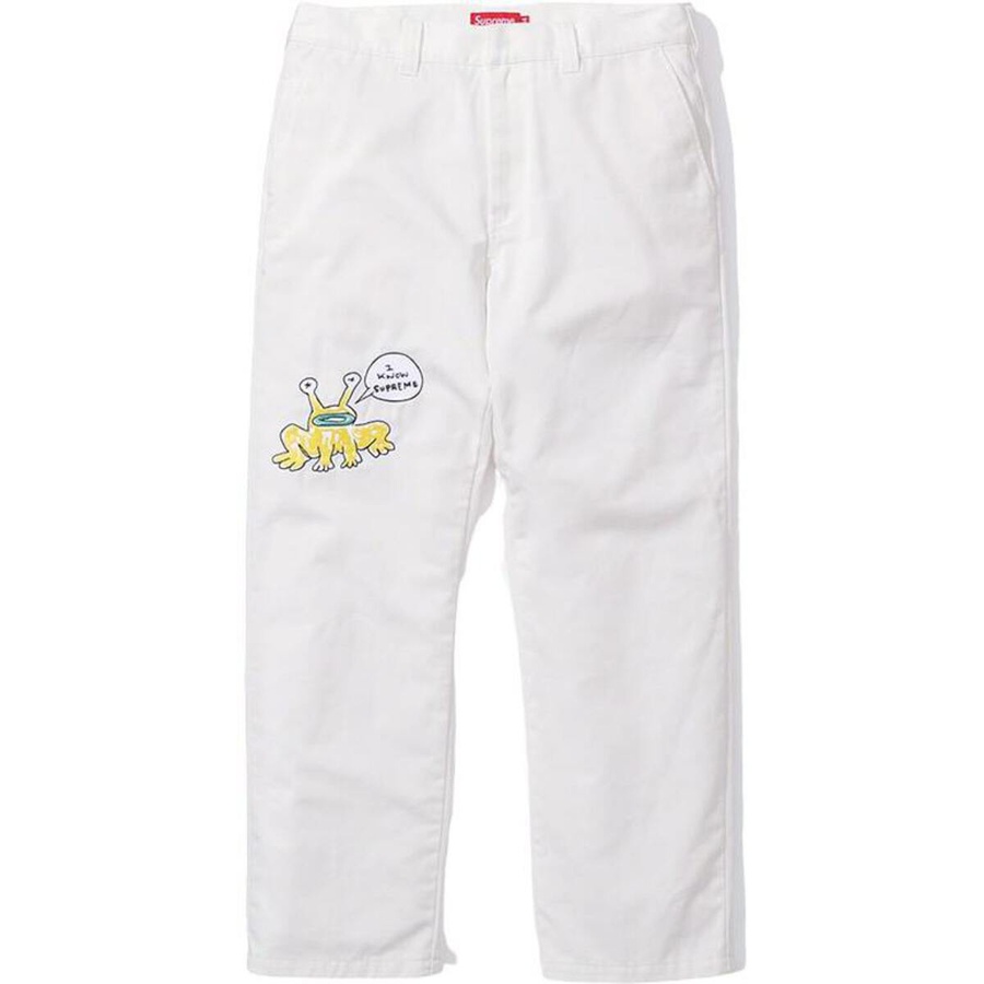 Supreme Daniel Johnston Embroidered Work Pant White - Novelship