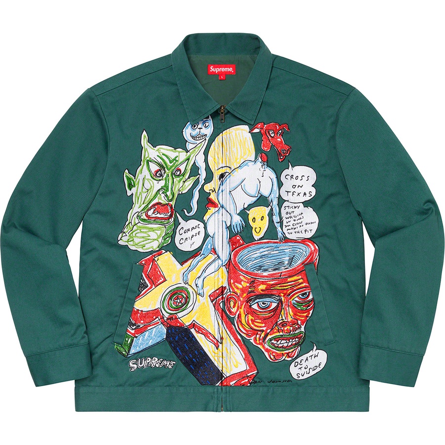 Supreme Daniel Johnston Embroidered Work Jacket Work Green - Novelship