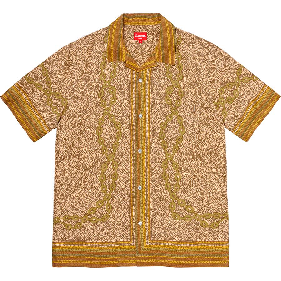 Supreme Mosaic Silk S/S Shirt tan L - シャツ