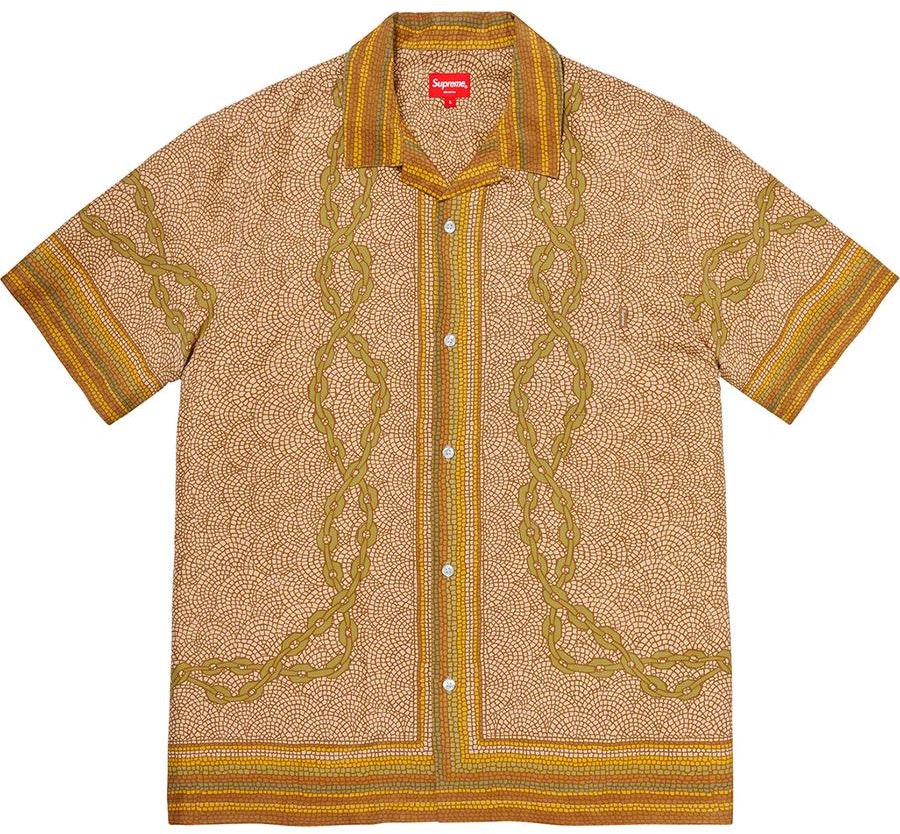 Supreme Mosaic Silk S/S Shirt Tan - Novelship