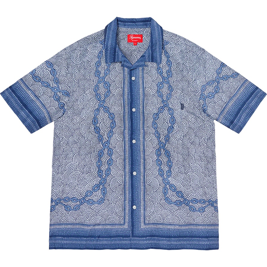 Supreme Mosaic Silk S/S Shirt Navy - Novelship