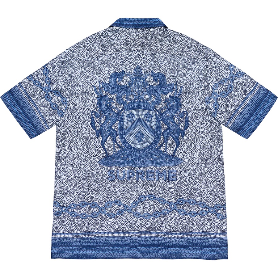 Supreme Mosaic Silk SS Shirt Navy 圖 2