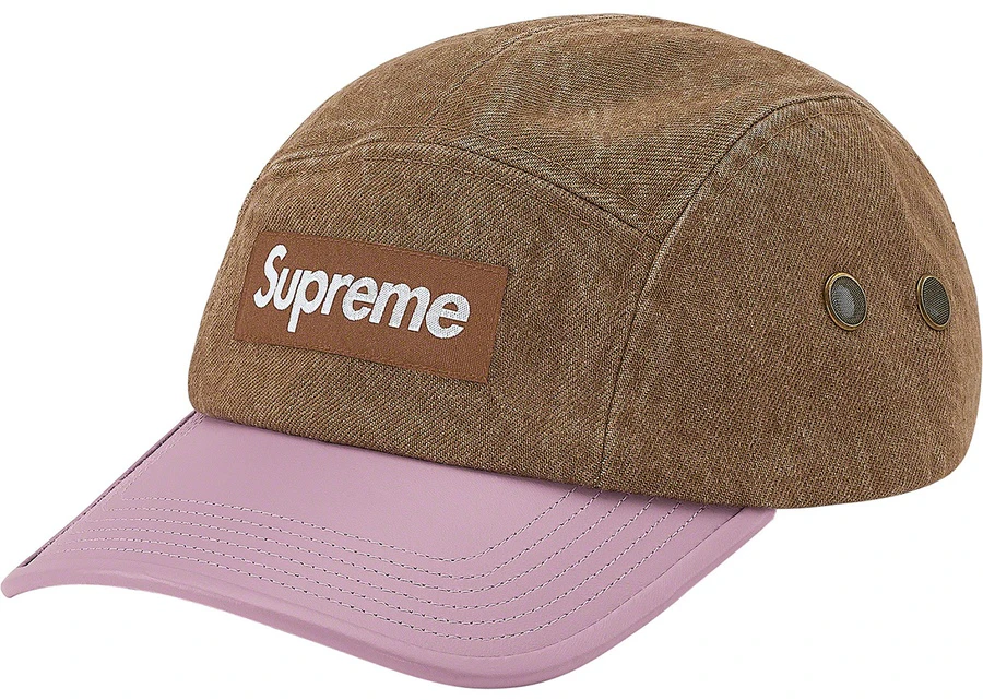 supreme-2-tone-denim-camp-cap-brown