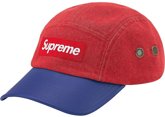 Supreme 2-Tone Denim Camp Cap Red Buy Supreme 2-Tone Denim Camp Cap Red