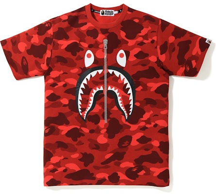BAPE Color Camo Shark Tee Red Buy BAPE Color Camo Shark Tee Red