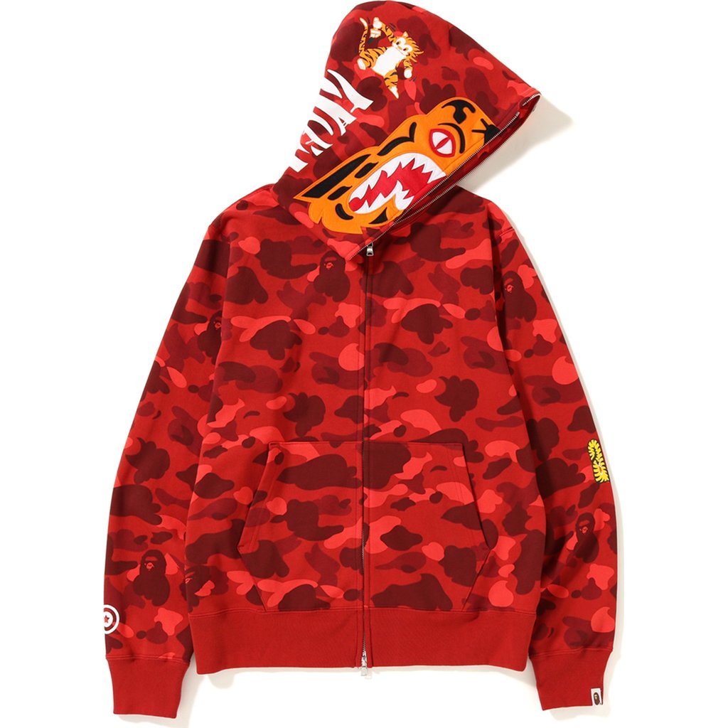 Bape red store tiger hoodie