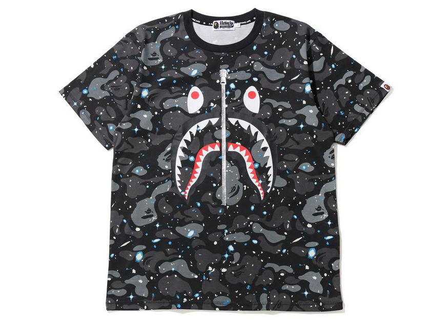 BAPE Space Camo Shark Tee Black Multi - Novelship