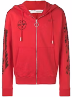 Off-White Diag Stencil Zip Up Hoodie Red/Black Off-White Diag Stencil Zip Up Hoodie Red/Black