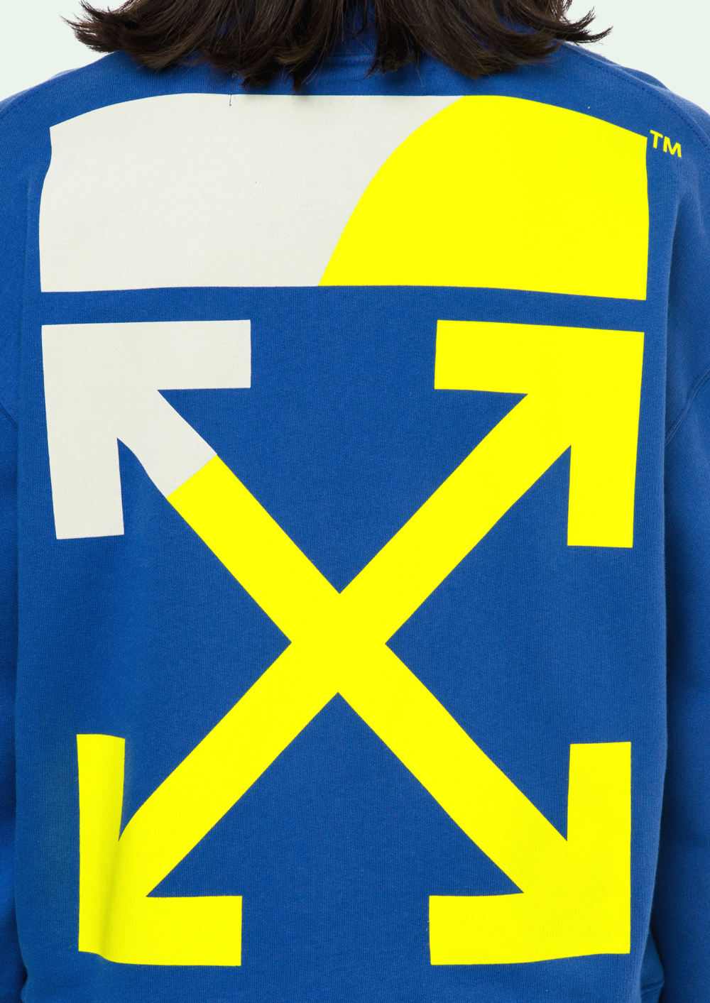 Off‑White Diagonal Split Logo Sweatshirt Blue/White/Yellow - Novelship
