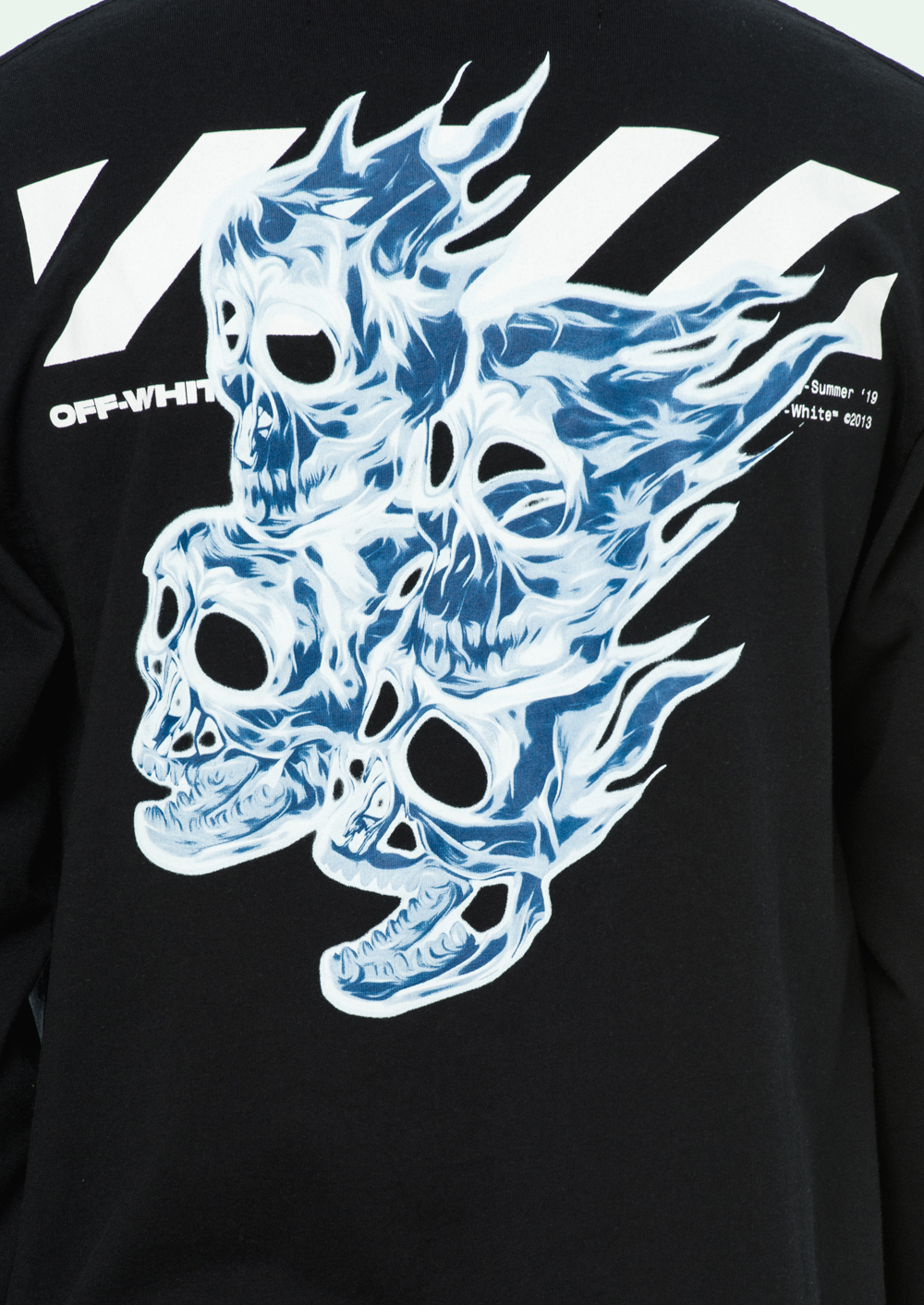 Off‑White Diag Skulls Graphic Logo Print L/S Tee Black/White/Blue