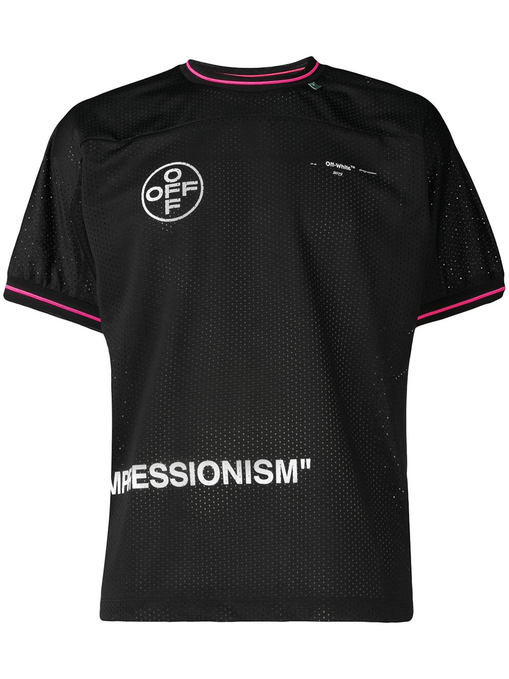 Buy Off-White 网格对角线足球T恤 黑色/粉色