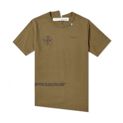 Off-White Impressionism Diagonal Stencil Spliced Tee Olive/Pink