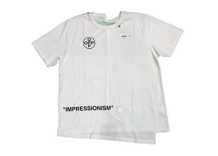 Buy Off White Impressionism Diagonal Stencil Spliced Tee White Pink Novelship