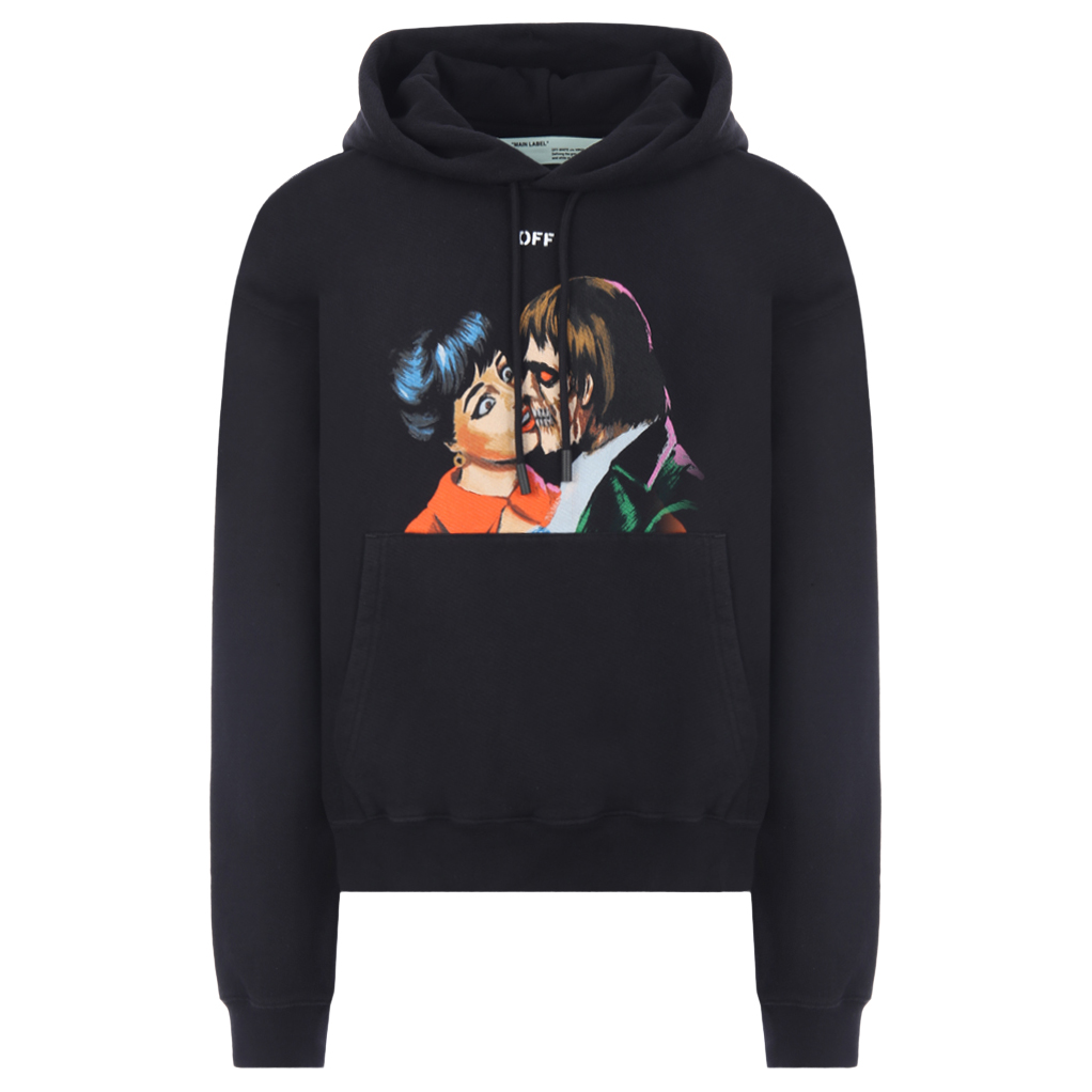 Off‑White Kiss' Graphic Print Hoodie Black/Multicolor - Novelship