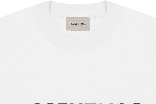 Fear of God ESSENTIALS 3D Silicon Applique Boxy Long Sleeve T-Shirt White Lookbook Fear of God ESSENTIALS 3D Silicon Applique Boxy Long Sleeve T-Shirt White