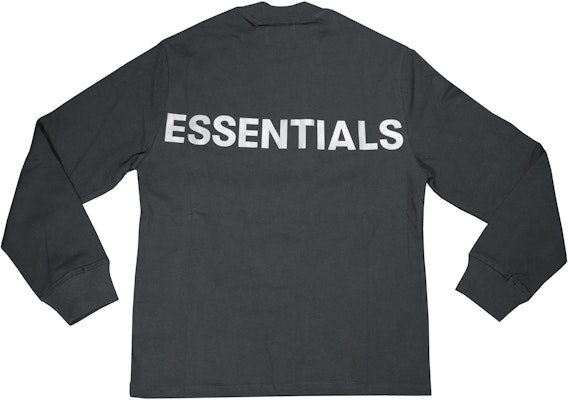 Fear of God ESSENTIALS 3M Logo Long Sleeve Boxy T‑Shirt Black