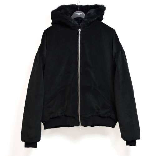 Fear of God Corduroy Faux Rabbit Fur Hoodie Matte Black - Novelship