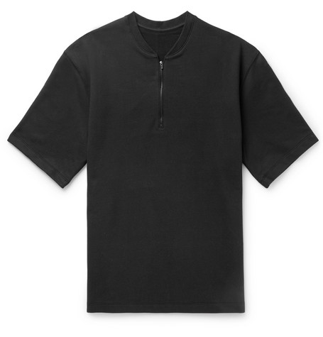 Fear of God Short Sleeve Half Zip Henley T‑Shirt Black - Novelship