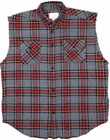 Fear of God Sleeveless Plaid Flannel Shirt Grey Fear of God Sleeveless Plaid Flannel Shirt Grey