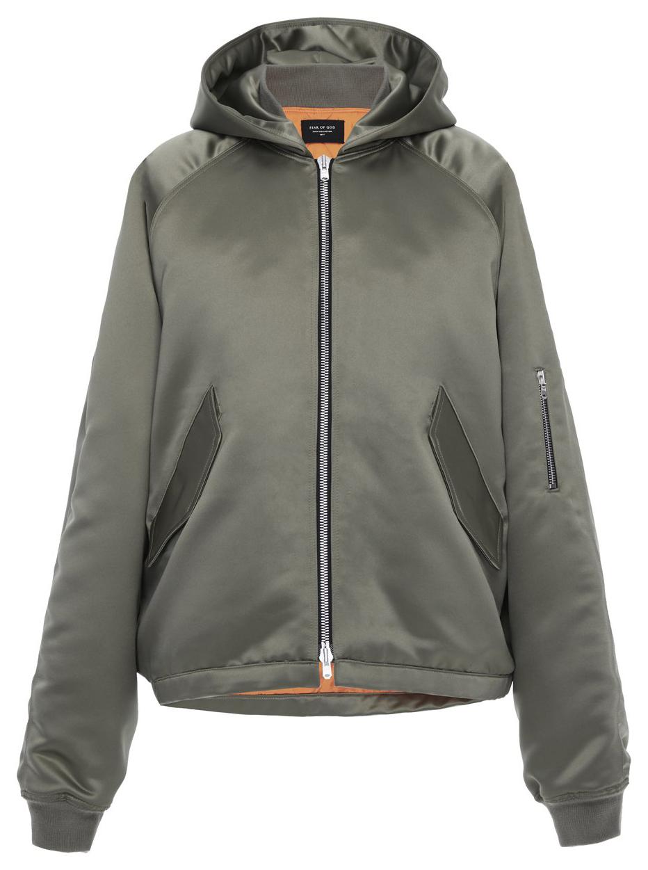 Fear of god satin hooded bomber sale