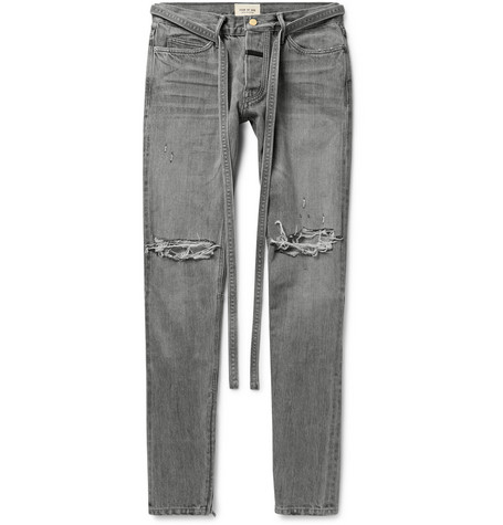 Fear of God Skinny Fit Distressed Denim With Ankle Zippers Jeans