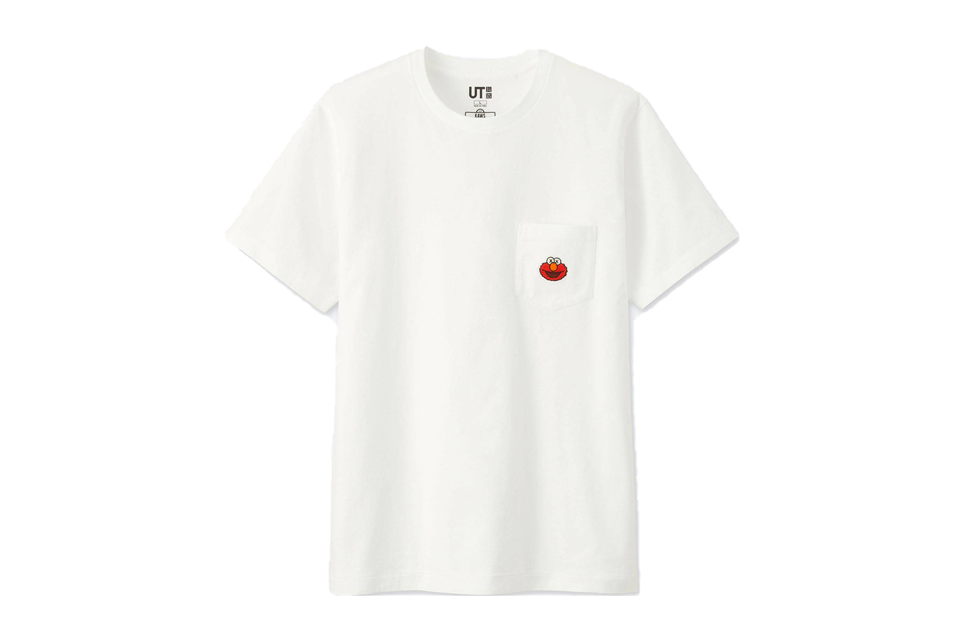 KAWS x Uniqlo x Sesame Street Elmo Pocket Tee White - Novelship