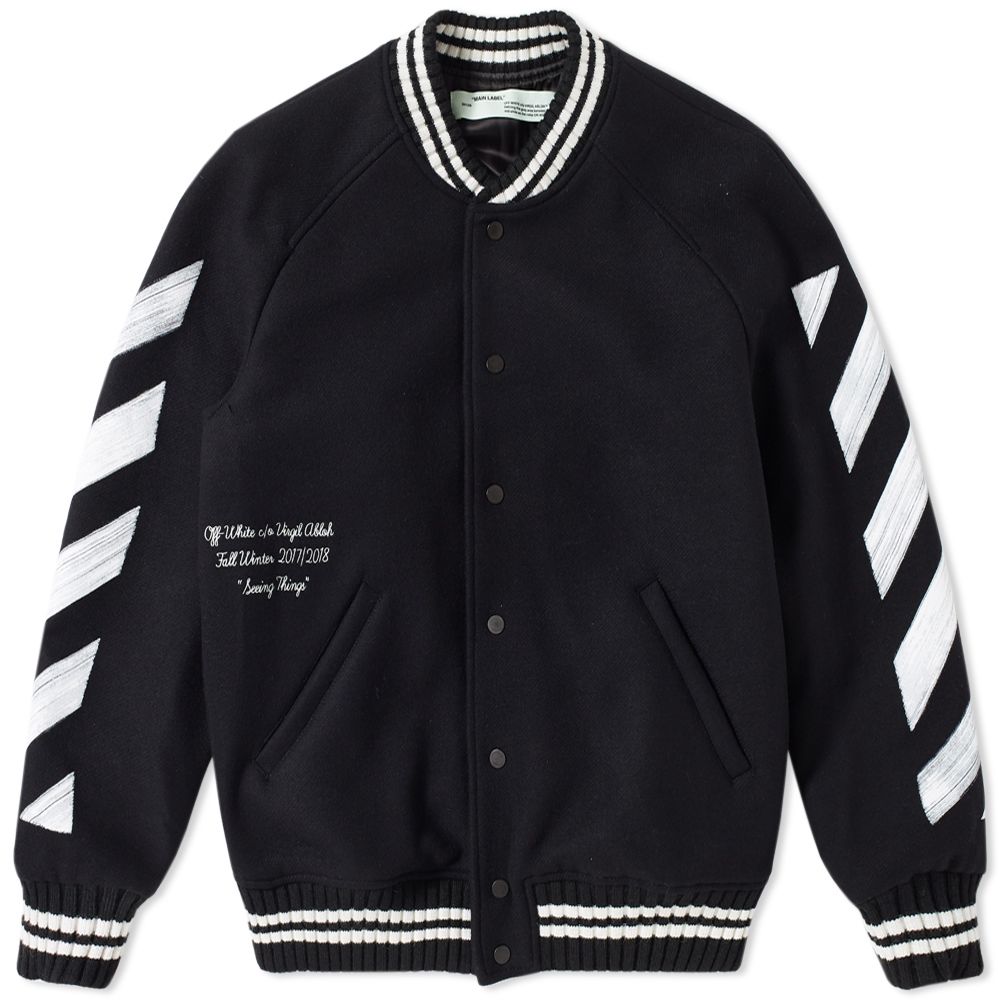 Off white 2024 varsity jacket black