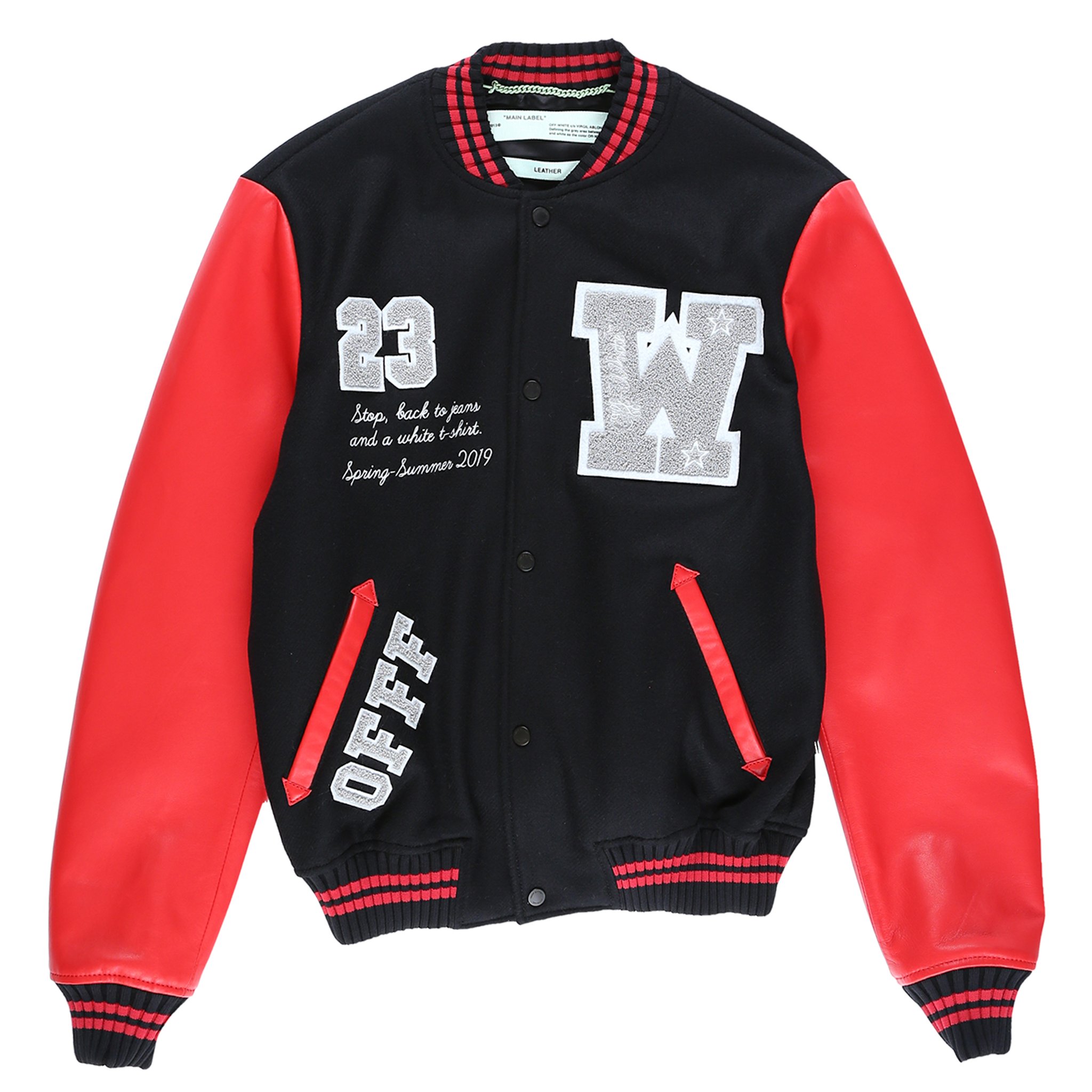 Red white and hot sale black jacket