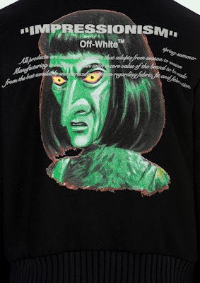 Off-White Diag 'Green Man' Wool Blend Varsity Jacket Black/Multicolor Order Off-White Diag 'Green Man' Wool Blend Varsity Jacket Black/Multicolor