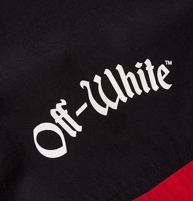 Off-White Oversized Two-Tone Shell Hooded Jacket Red/Black/White Lookbook Off-White Oversized Two-Tone Shell Hooded Jacket Red/Black/White