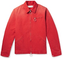 Off-White Logo Embroidered Canvas Jacket Red Off-White Logo Embroidered Canvas Jacket Red