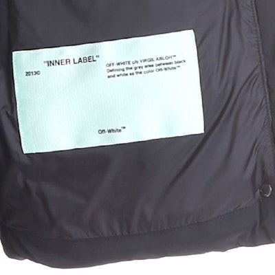 Off-White Logo Hooded Down Puffer Jacket Black/White Order Off-White Logo Hooded Down Puffer Jacket Black/White