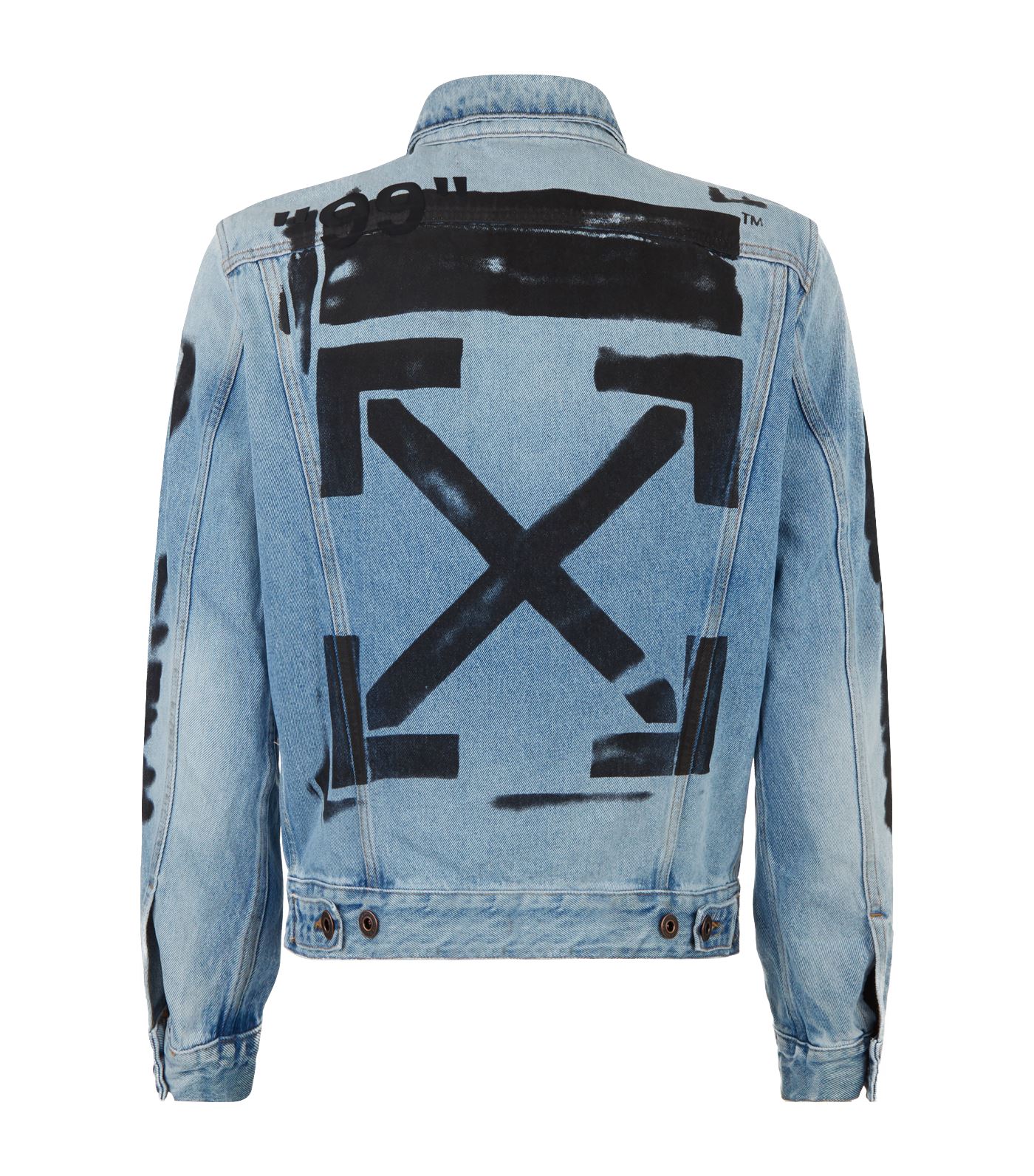 Buy Off White Slim Fit Spray Paint Diag Denim Jacket Bleached Blue Novelship