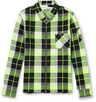 Off-White Printed Checked Zip Up Shirt Jacket Black/White/Neon Yellow Off-White Printed Checked Zip Up Shirt Jacket Black/White/Neon Yellow