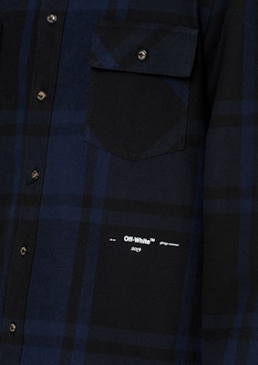 Off-White Embellished Checkered Flannel Shirt Blue/Black Lookbook Off-White Embellished Checkered Flannel Shirt Blue/Black