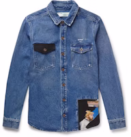 Off-White Distressed Denim Western Shirt Indigo Off-White Distressed Denim Western Shirt Indigo