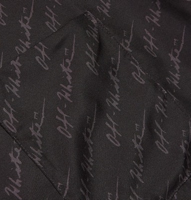 Off-White Camp Collar Logo Print Silk Shirt Black/Grey Lookbook Off-White Camp Collar Logo Print Silk Shirt Black/Grey